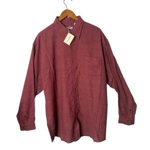Summa 100% Silk Men Button Shirt Size L Woven Red Micro Check Plaid NEW
